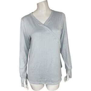 Cuddl‎ Duds Seriously Soft Wrap Over Top Grey Heather Small Long Sleeve Casual